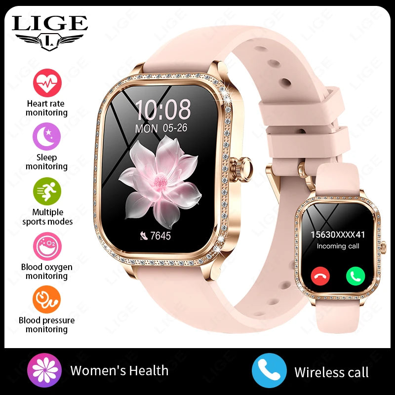 LIGE Women’s Smart Watch - Waterproof Bluetooth Call Fitness Tracker with Heart Rate Monitor