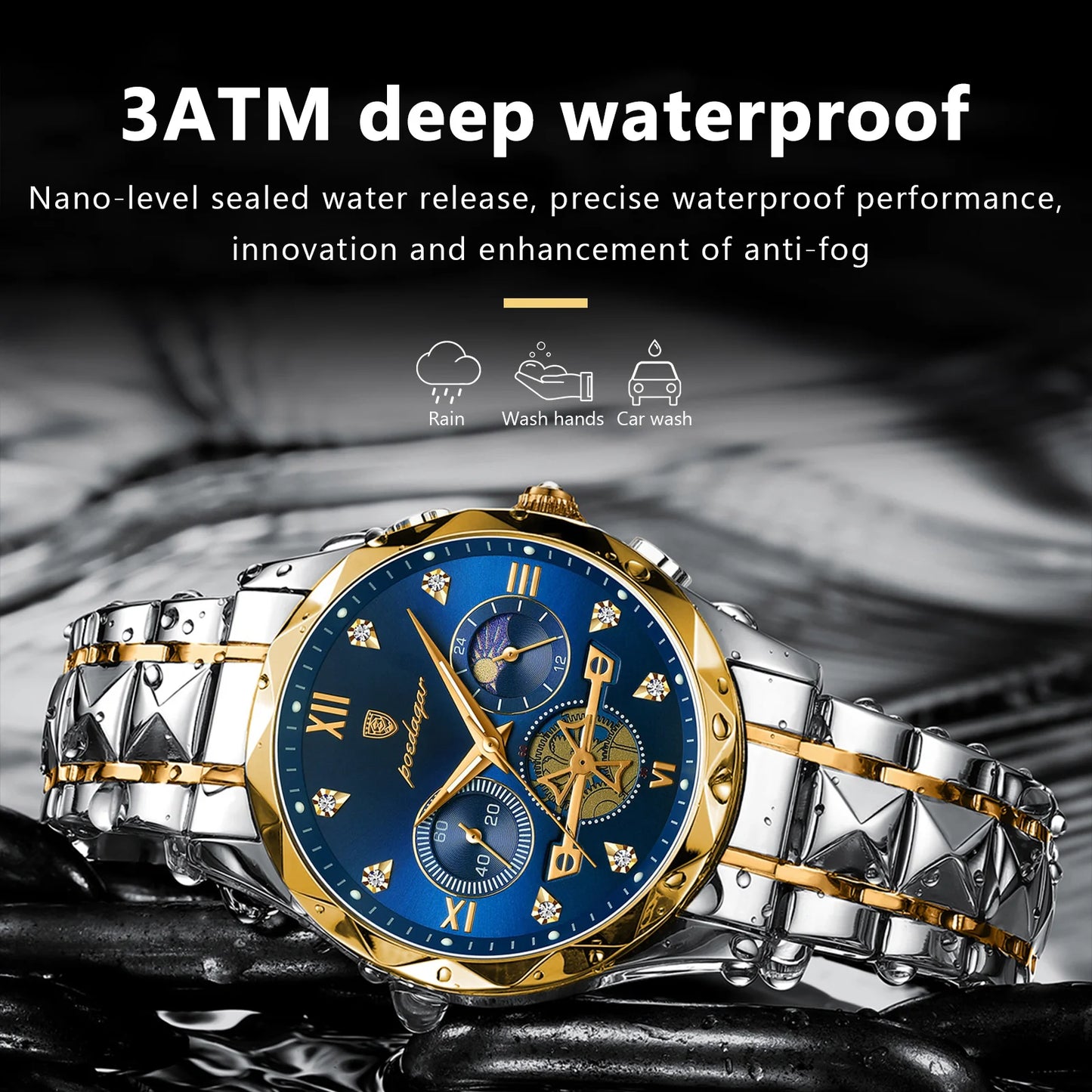 POEDAGAR Luxury Man Wristwatch Waterproof